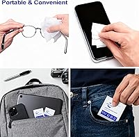 Vista 5 de 400 Count Lens Wipes for Eyeglasses, +1 Clip-On Pouch Microfiber Lens Cleaner, Individually Wrapped Pre-Moistened Eye Glasses Cleaner Wipes for