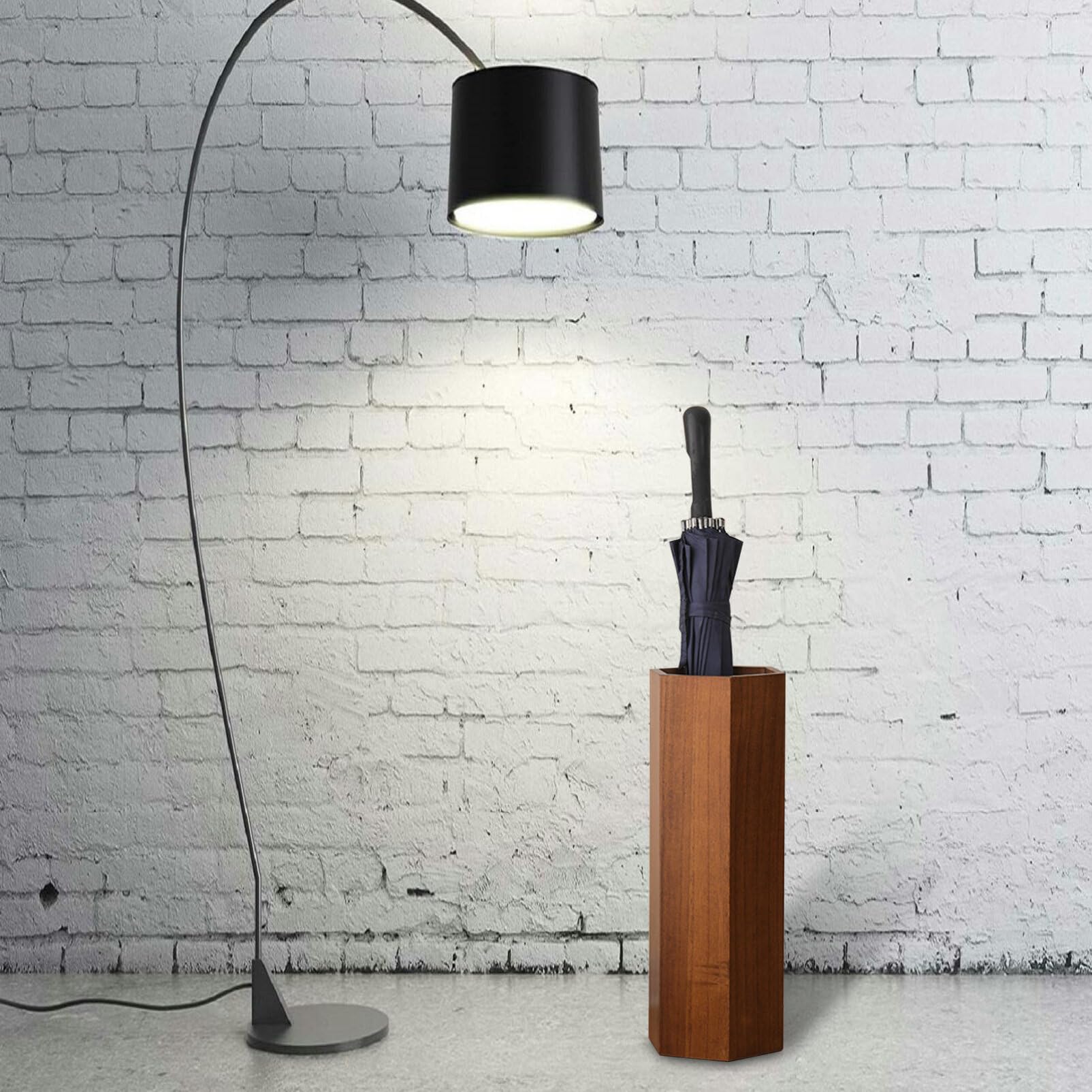 PRETYZOOM Portaombrelli in Legno per Interno Secchio Portaombrelli, Supporto per Ombrelli e Bastoni, per Ingresso Casa e Ufficio, Design Salvaspazio e Funzionale