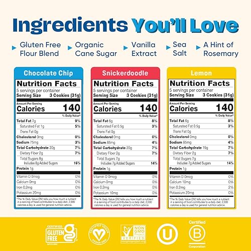 Miniatura 2 de Paquete variado de galletas horneadas suaves Partake sin gluten (chispas de chocolate, Snickerdoodle, limón)  Veganas  Sin 9 alérgenos incluyendo
