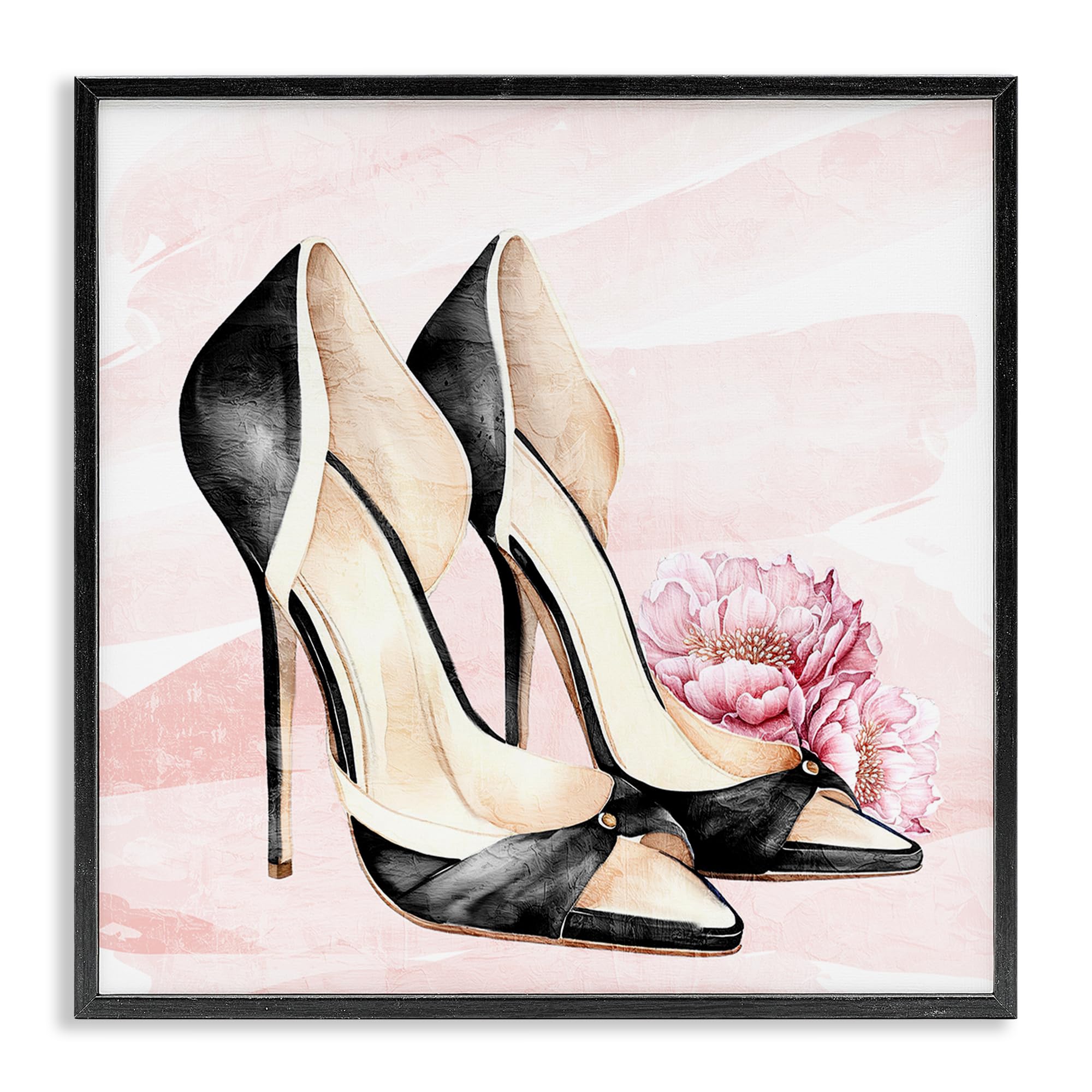 Stupell Industries 'Blush Glam Time Shoes', Framed Giclee Art, Black, 17 x 17 Inches, Easy to Hang and Sturdy, Made in USA, by Kim Allen