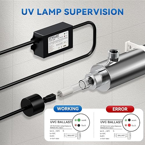 Miniatura 5 de UV Water Filter Whole House, 55W 120V Water Purifier Filter System for Whole House Water Purification, 12GPM, 3/4" MNPT Inlet/Outlet for Purity, +1