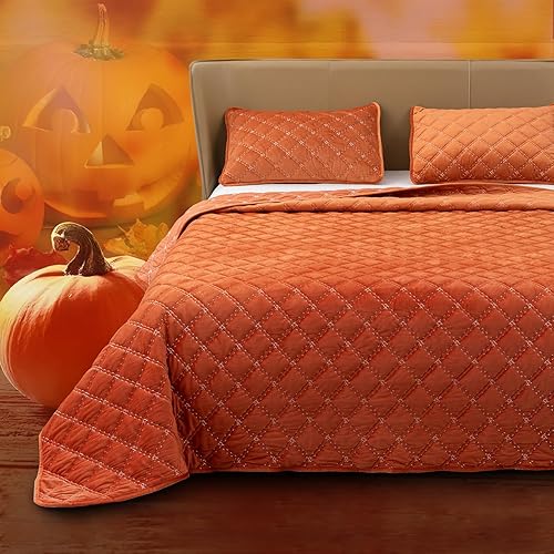 Miniatura 1 de QUILTINA Juego de edredón cálido de terciopelo holandés, tamaño individual, juegos de edredón de imitación hechos a mano acolchados de calidad para