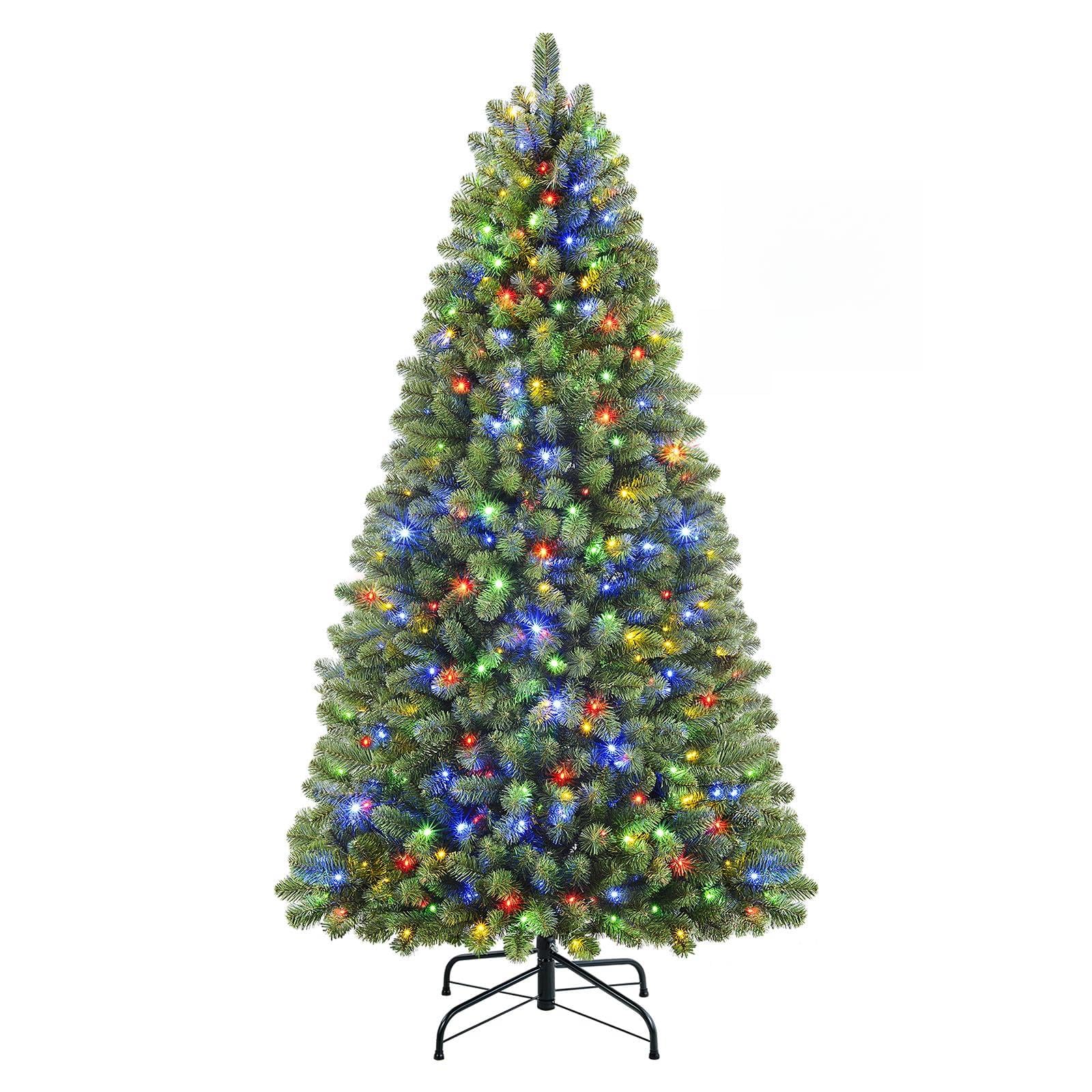 7.5FT Artificial Prelit Classic Christmas Tree with Remote Control,Timer