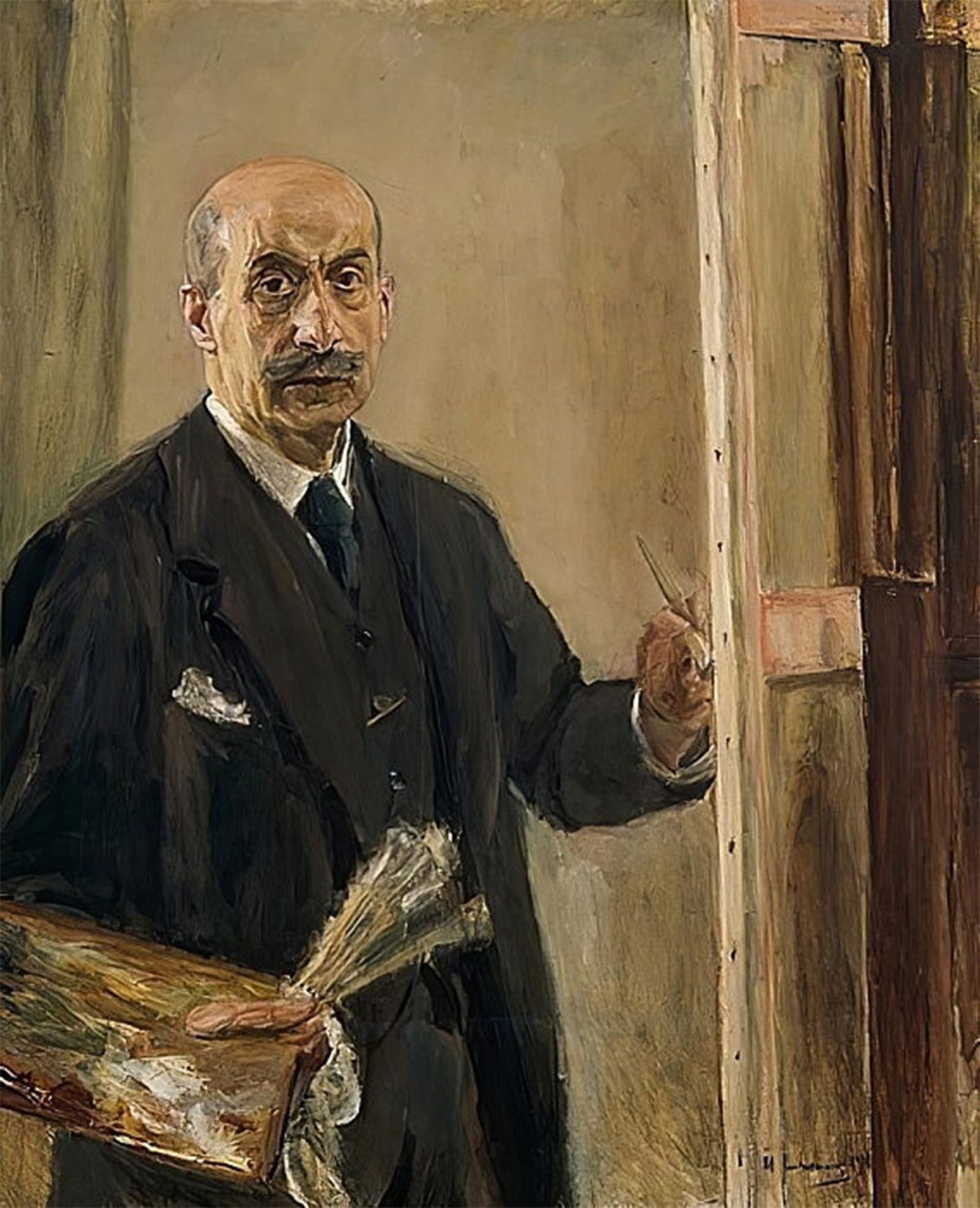 SERENDIPITP Vintage Picture Print on Canvas Wall Art Poster Self Portrait with Scaffold by Max Liebermann Artwork Print Poster for Wall Decor 60x90cm