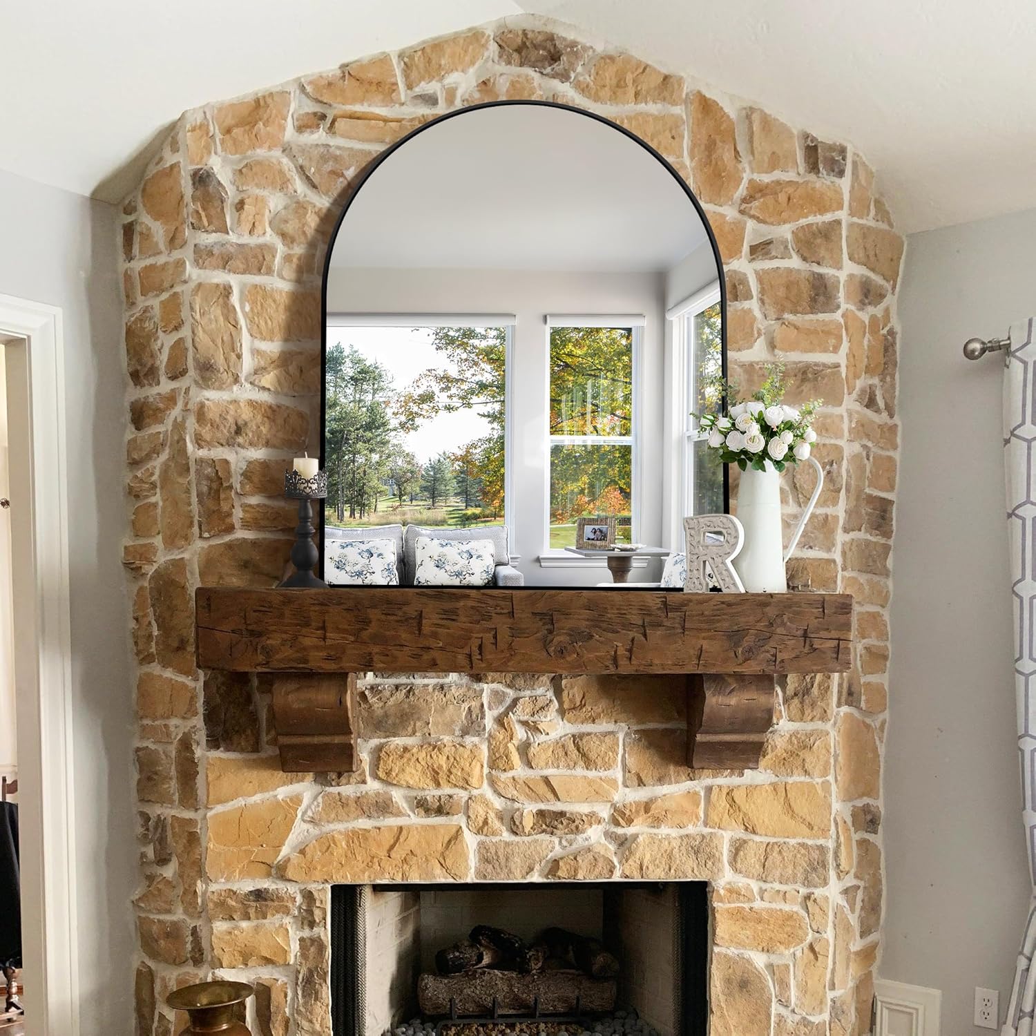 CIRCUMI Arched Wall Mirror, 40"x48" Black Arched Mirror with Tempered Glass, Metal Frame, Large Size for Entryway Table, Mantel,Living Room,Over Sink,Arch Mirror for Decor,Shatterproof&Crystal-Clear