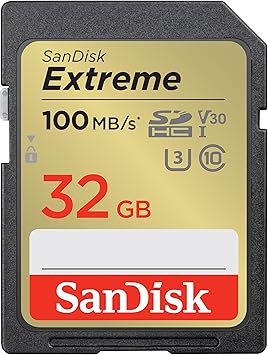 SANDISK 32GB Extreme SDHC UHS-I Memory Card - C10, U3, V30, 4K, UHD, SD Card - SDSDXVT-032G-GNCIN
