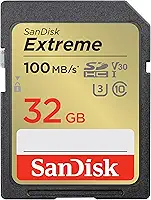 SanDisk Cartão de memória SDHC UHS-I extremo de 32 GB - C10, U3, V30, 4K, UHD, cartão SD - SDSDXVT-032G-GNCIN