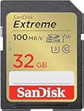 SanDisk 32GB Extreme SDHC UHS-I Memory Card - C10, U3, V30, 4K, UHD, SD Card - SDSDXVT-032G-GNCIN