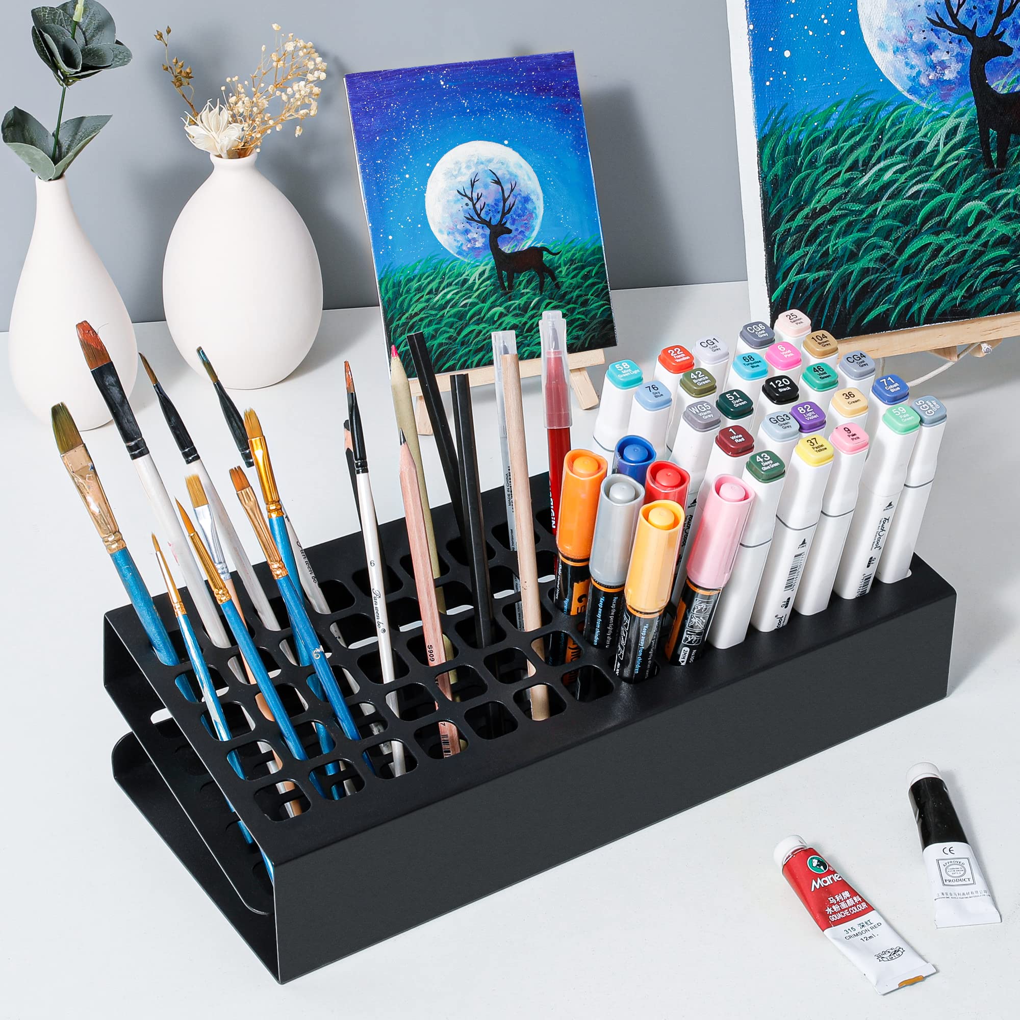 MyLifeUNIT 70 Löcher Marker Organizer für Schreibtisch, Metall Multi-Level Marker Halter, Stift Aufbewahrung Halter Rack für Buntstifte, Pinsel
