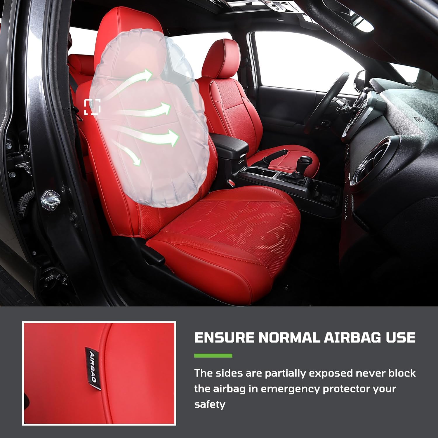 car seat covers fit for toyota tacoma 2016-2023,full coverage faux leather car seat covers full set,custom waterproof breathable car seat protector front seat and back seat covers for cars(red) full set/red camouflage 2016-2023 tacoma