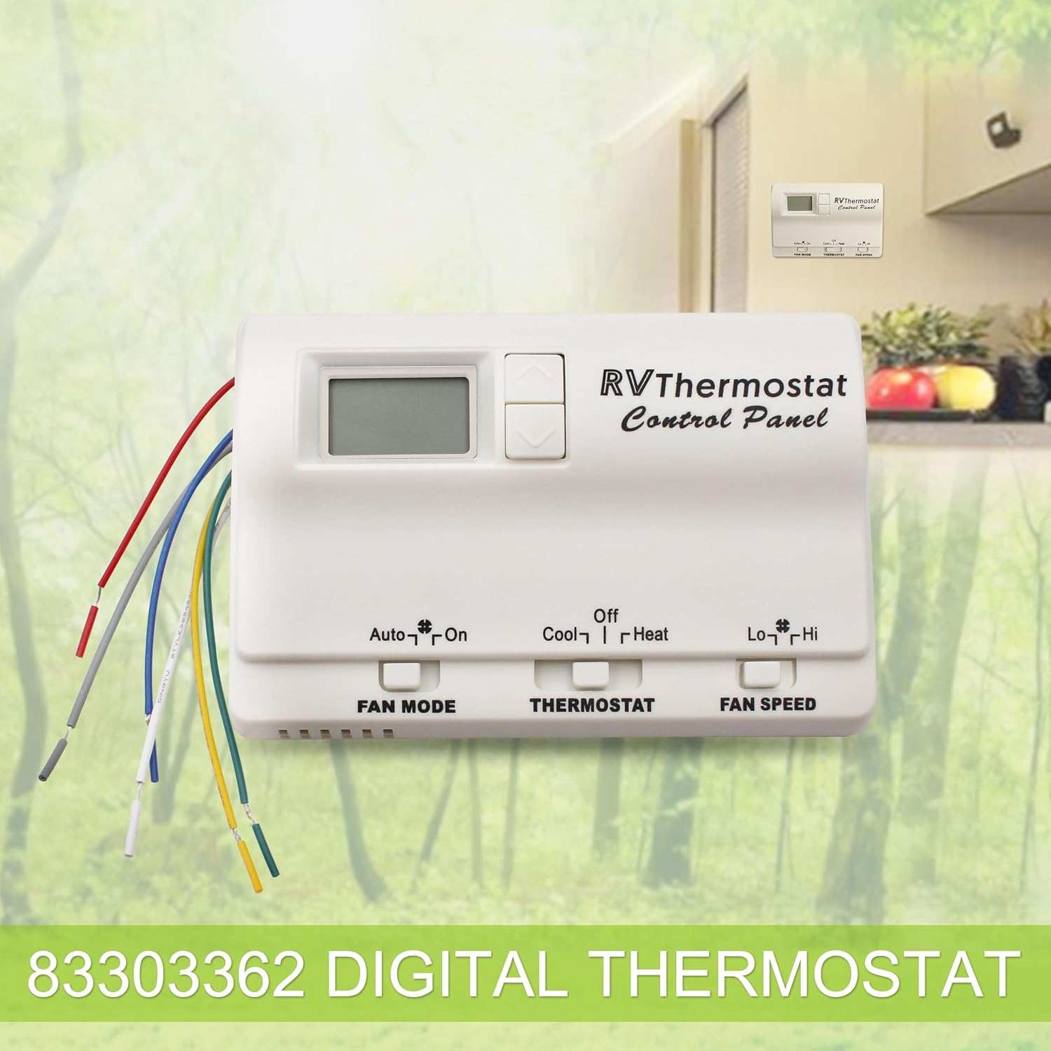 83303362 RV Digital Thermostat Compatible with Coleman 8330-336,8330-337 AC | Fan Mode,Thermostat,Fan Speed Adjustment Panel,RV Thermostat Control Panel,Temperature Display,Adjust from 37℃ to -1 ℃,White