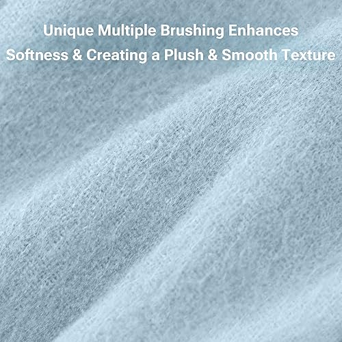 Miniatura 5 de Sleep Philosophy - Juego de sábanas True North de franela de 100 % algodón, sábanas bonitas y ultrasuaves para clima frío, diseño azul de bosque,