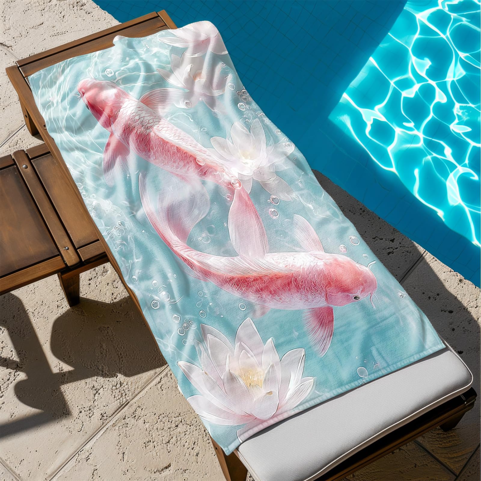 Générique Serviette Microfibre Plage Poisson Bleu Rose