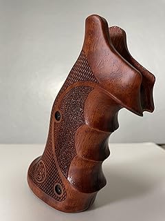 New! Grips Compatible with S&W, K/L Frame Round Butt, Professional Target Grips, Checker Hardwood Opened Back Thai Handmade by Feelsogood - Feelsogood