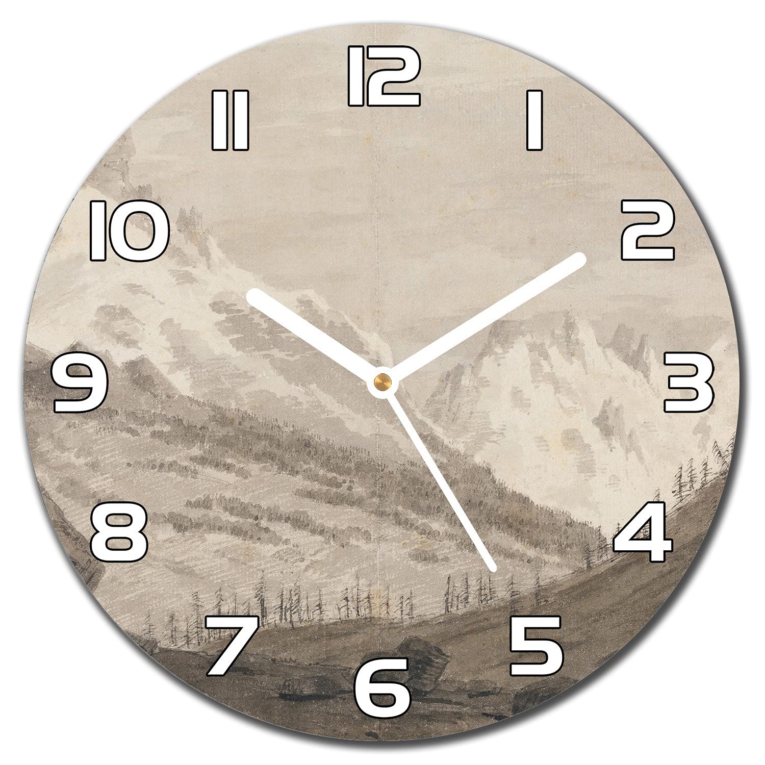 Horloge murale en verre de sécurité paysage de montagnes Coloray 30 cm