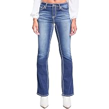 YMI Womens YMI Jeans Womens Mid Rise Heavy Stitch Bootcut Cross Studded Jeans