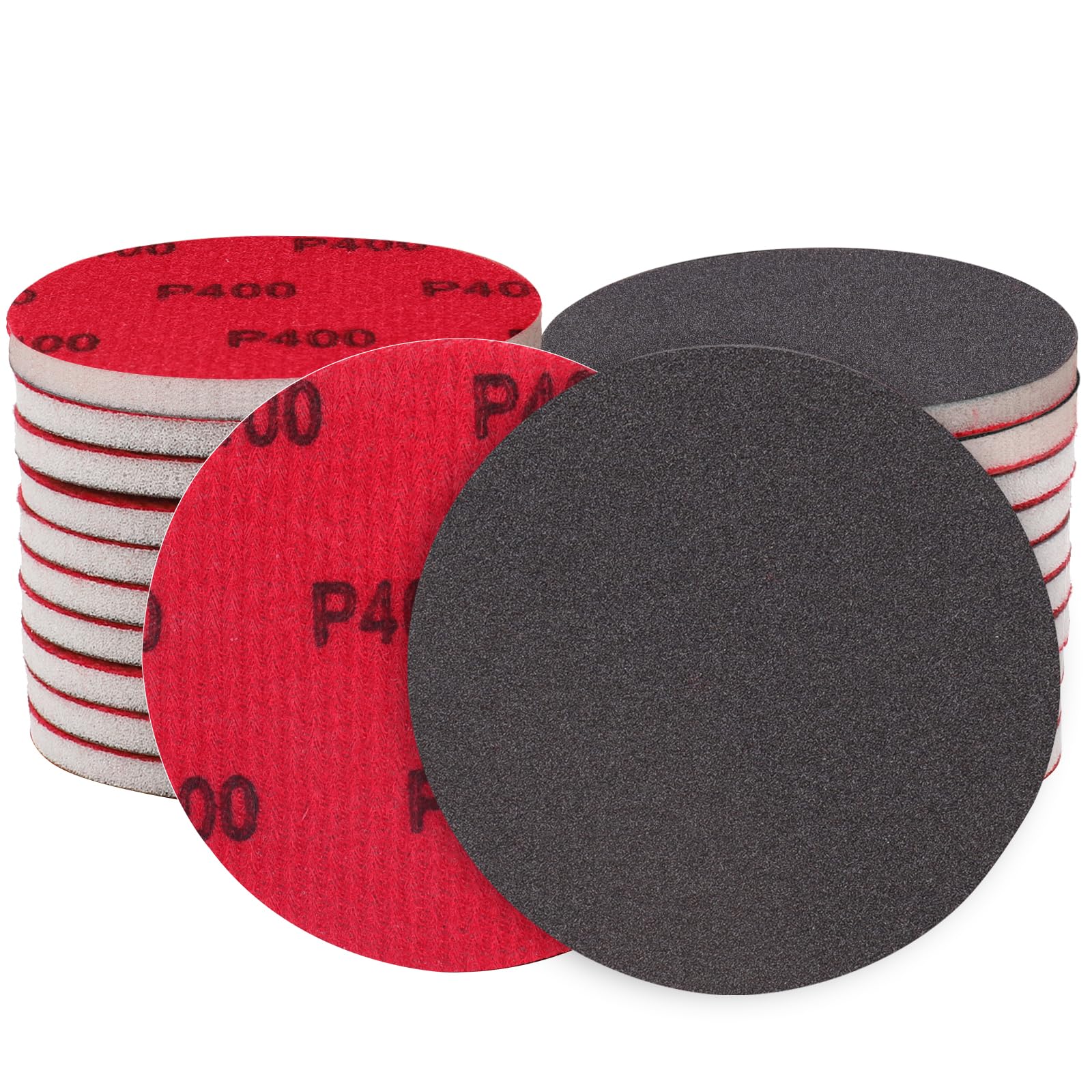 Shineboc 12Pcs 6 Inch Hook and Loop Sanding Sponge Discs 400 Grit Wet Dry Sanding Pads, Foam Sandpaper for Random Orbital Sander, Curved Surface