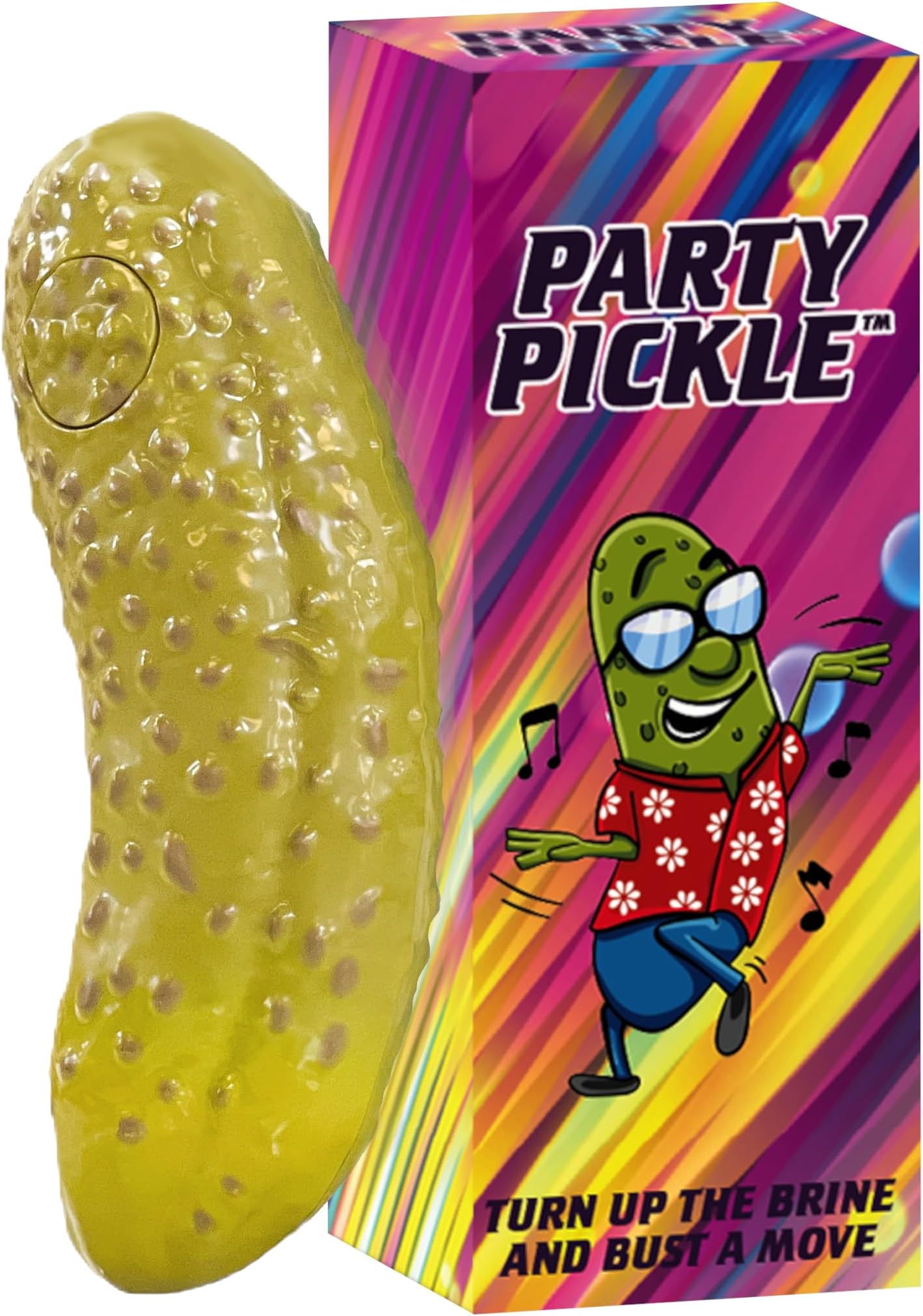 DR DINGUS Party Pickle - 30 Second Dance Party - 10 Original Music Beats - Press Button - Family Friendly for Class, Office, Gift, Making Friends