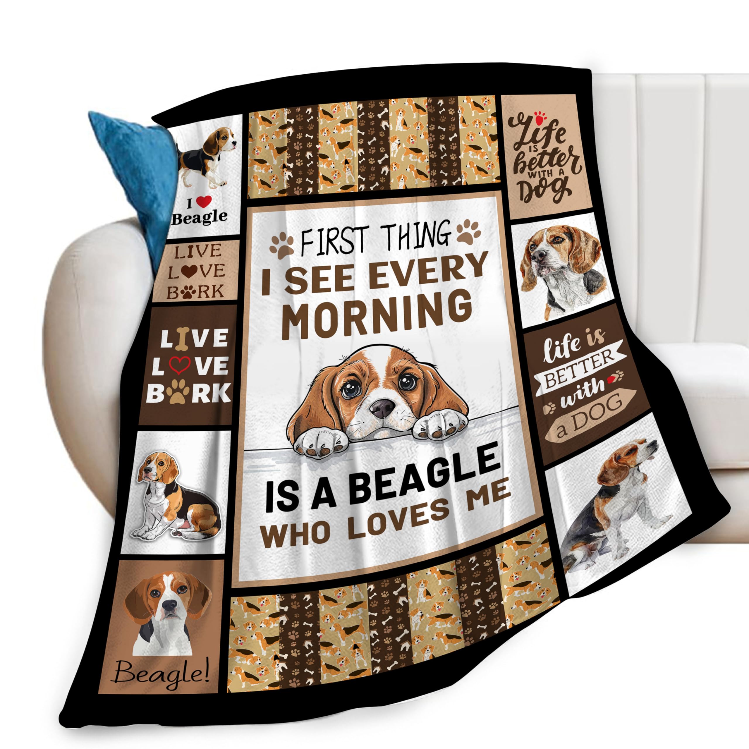 Beagles Dog Print Blanket Best Dog Pet Animal Throw Blankets for Couch Sofa Stuff Decor Gifts Lightweight Soft Cozy Fleece Plush Warm Flannel Bedding for Lover Man Woman Teen Adults 40"x50"