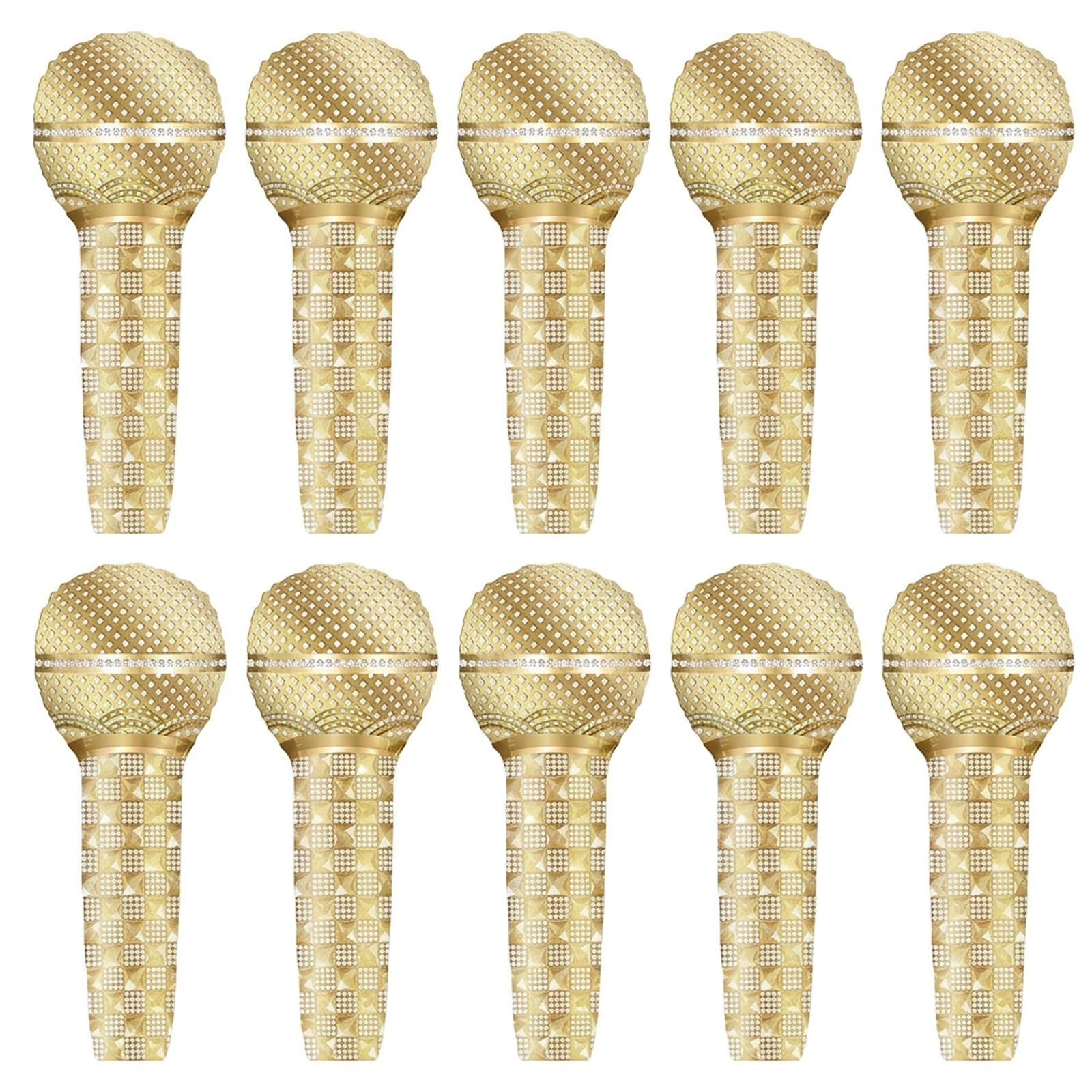 10Pcs Inflatable Microphones, 53 * 26.5cm Blow Up Microphones for Parties, Inflatable Party Props for Celebrations, Durable Set and Lightweight Design for Easy Storage and Transport