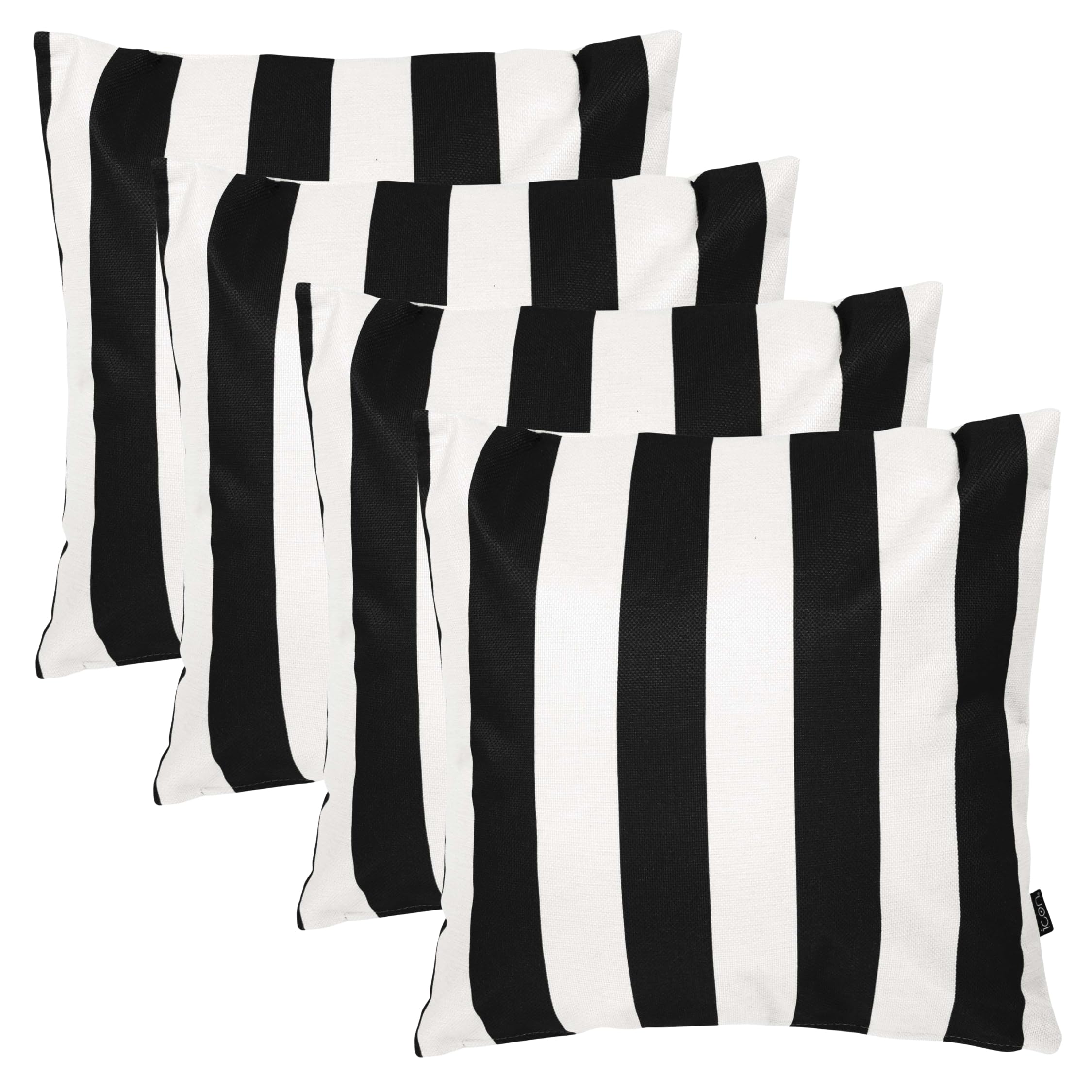 Icon Black Indoor Outdoor Cushions Filled, Boho Collection, Set Of 4, 43Cm X 43Cm, Water Resistant, Outdoor Cushions For Garden Furniture, Lounge, Garden, Patio