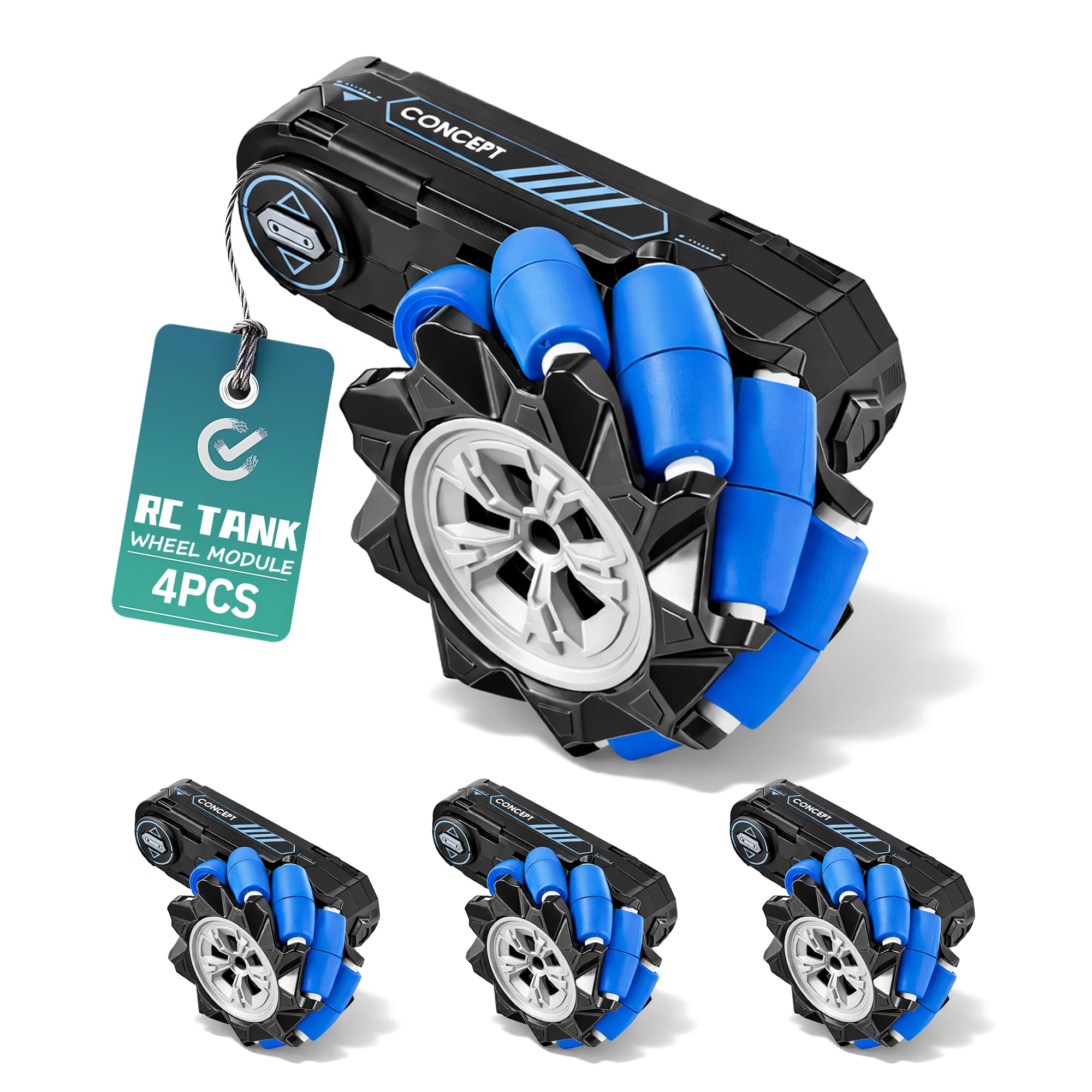Replacement Wheels Set of 4 for RC Stunt Car, Toy Vehicle Wheel Kit Spare Parts, Durable RC Car Replacement Tires for Kids Remote Control Car Repair Accessories
