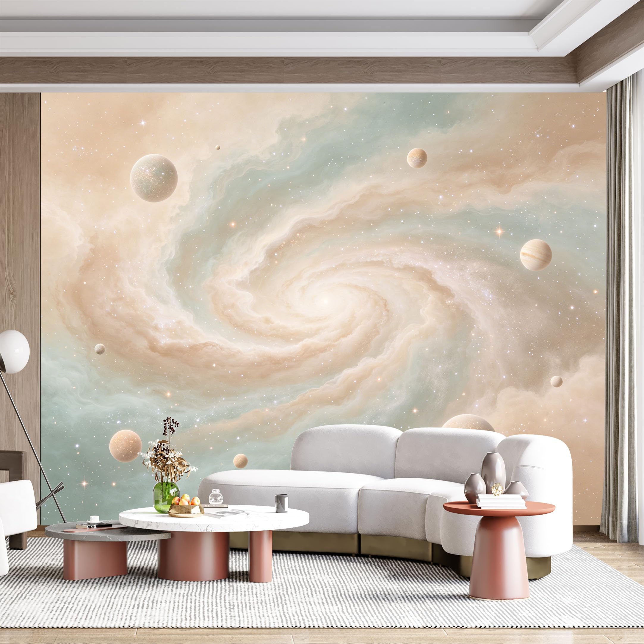 Custom Size Wall Mural Cosmic Galaxy Planets Starry Sky Watercolor SelfAdhesive Wall Fabric Removable for Home Office Decor