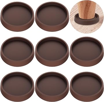 Furniture Coasters Pads,8 Pcs Rubber Non Slip Hardwood Floor Protectors for Furniture 2.5 inch, 8 Pack Brown