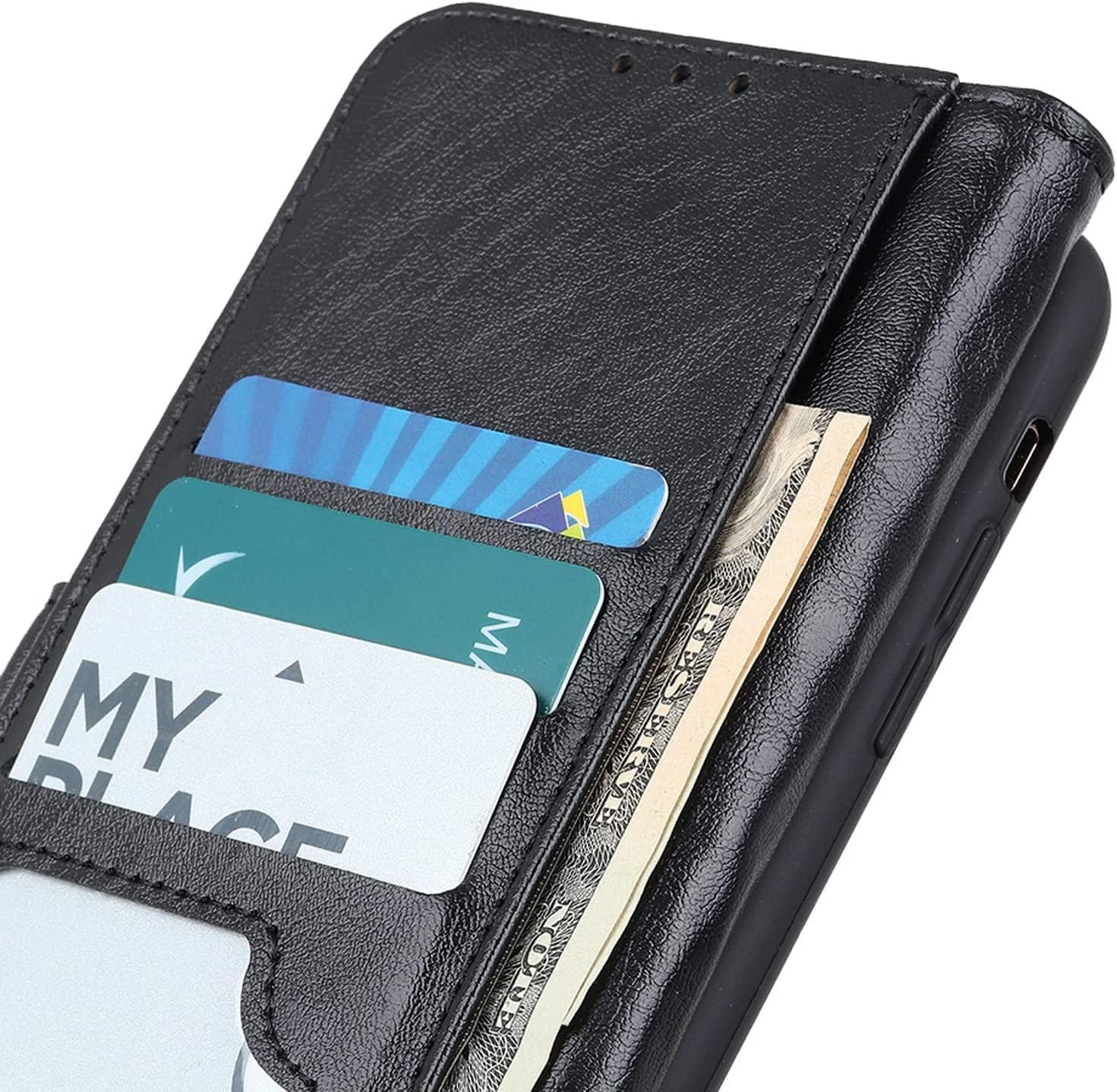 Wallet Case for iPhone 14/14 Plus/14 Pro/14 Pro Max, Vintage Leather Flip Cell Phone Cover for Men Women Card Holder Kickstand Magnetic Adsorption TPU Shell (Color : Black, Size : 14)