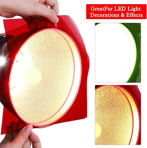 Miniatura 5 de Outus 104 hojas de celofán de celofán de color para filtro de luz de gel, bricolaje, manualidades, decoración, lámina de plástico (rojo, verde, 7.5