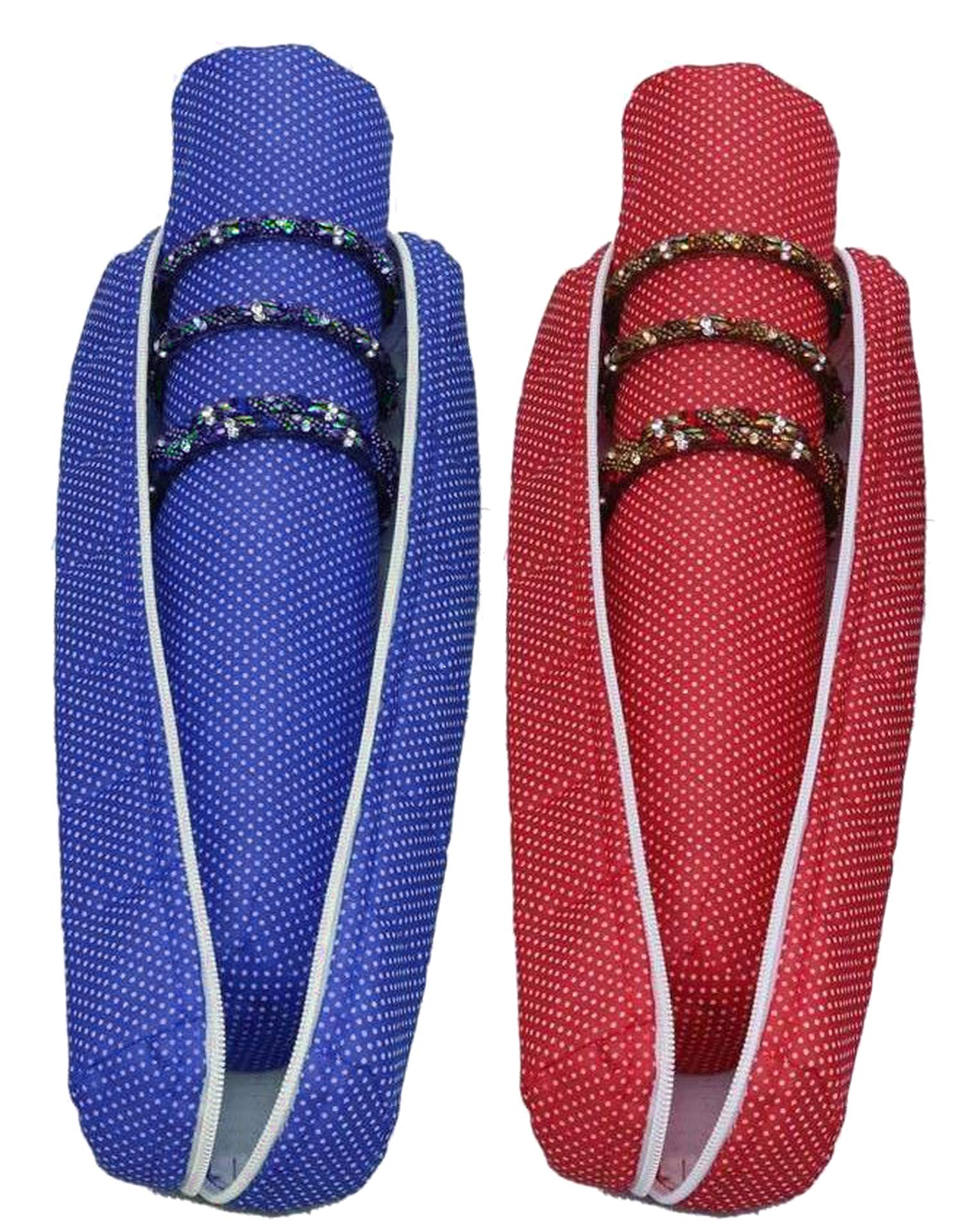 Kuber Industries Dots Print 2 Pieces Watch Case,Bangle Box/Wrist Watch Holder/Watch Organizer/Bracelet Pouch Zip Top Watch Case with One Roll (Red & Navy Blue) (B0971C77J2) Amazon Price History, Amazon Price Tracker