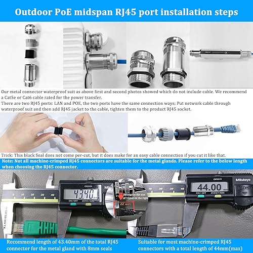Miniatura 7 de PROCET M22 - Prensaestopas de cable de acero inoxidable impermeable de nailon impermeable, alivio de tensión ajustable de 0.315 in, prensaestopas