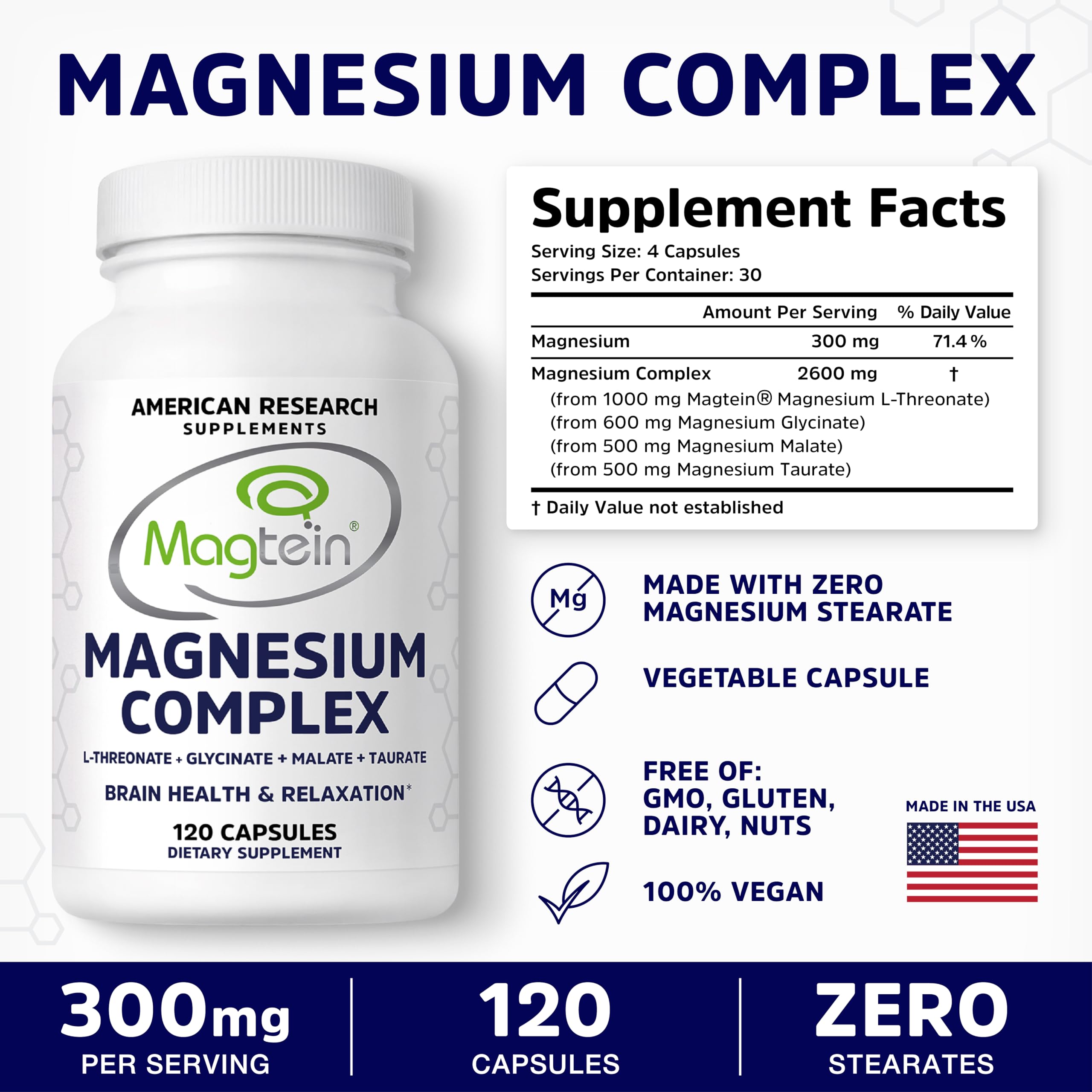 Magnesium L-Threonate Complex, 4 Bioavailable Magnesiums, Patented Magtein™ — Amazon image 3