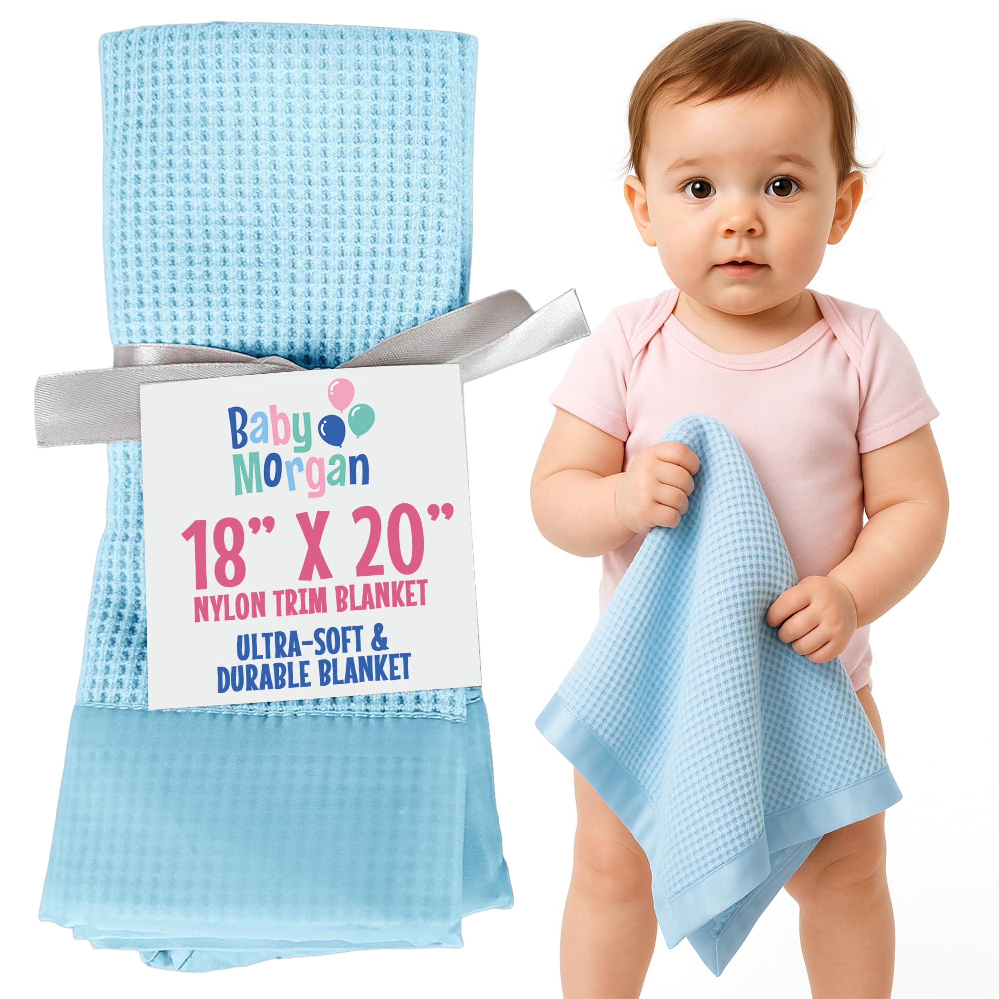 Manta térmica para bebé con ribete de nailon - Mini manta de 18 x 20 pulgadas (azul)