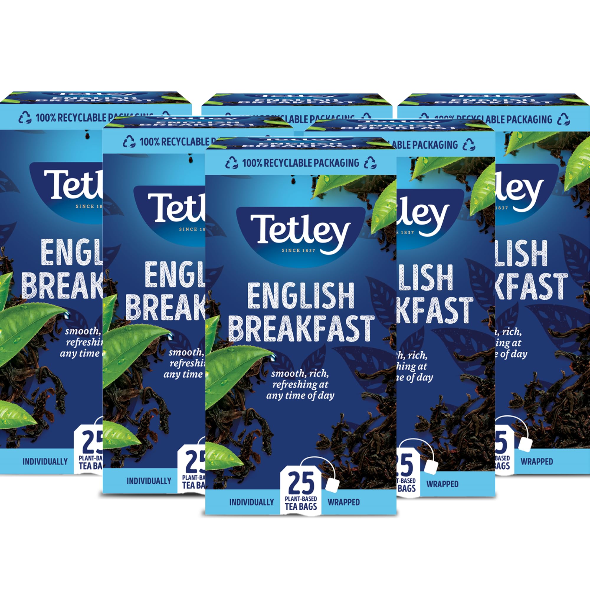 Sponsored Ad – English Breakfast Black Tea Bags - Strong & Refreshing Morning Brew - Premium Blend with Assam & African Teas - Rainforest Alliance Certified - 150 Individually Wrapped Teabags (6x25 Pack)