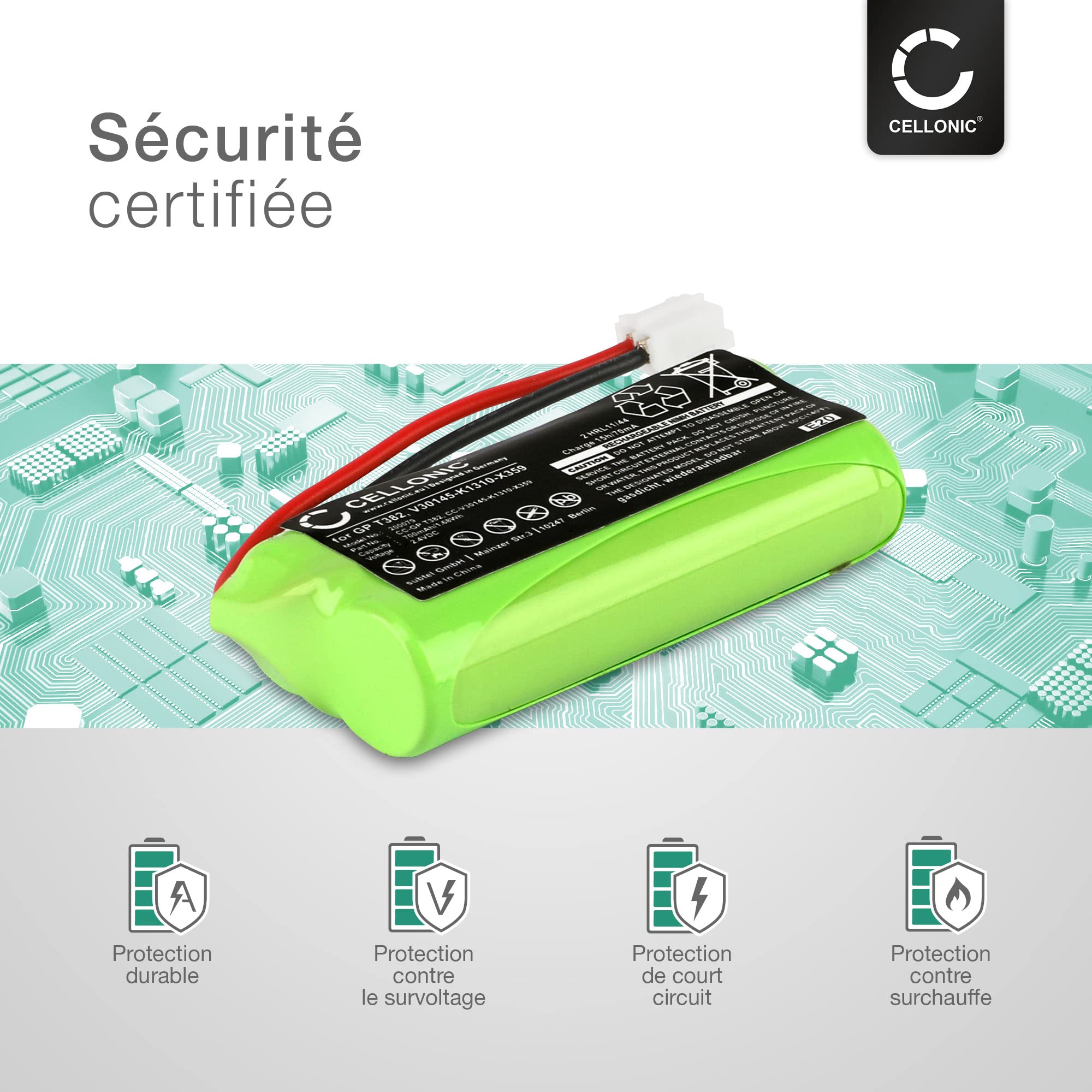 CELLONIC 2X Batterie Compatible avec Siemens Gigaset A12, A120, A14 | 2x, (700mAh, 2.4V, NiMH), Téléphone sans fil Batterie pour Siemens, A165, A245, A240, A260, A265, AL145, AS150, A24