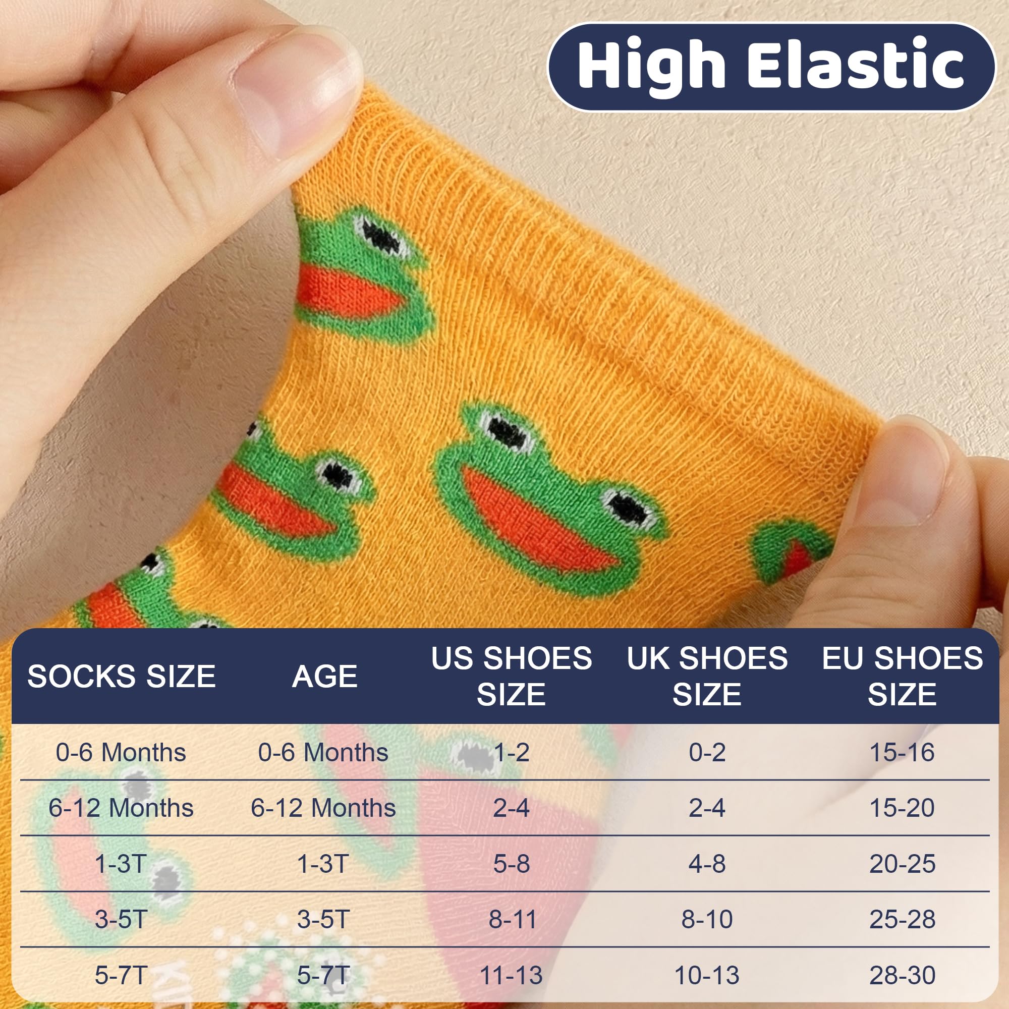 SkiBeaut Rutschfeste Socken für Kleinkinder, Jungen, Mädchen, griffige Kindersocken mit Greifern für 1–7 Jahre, 12 Paar