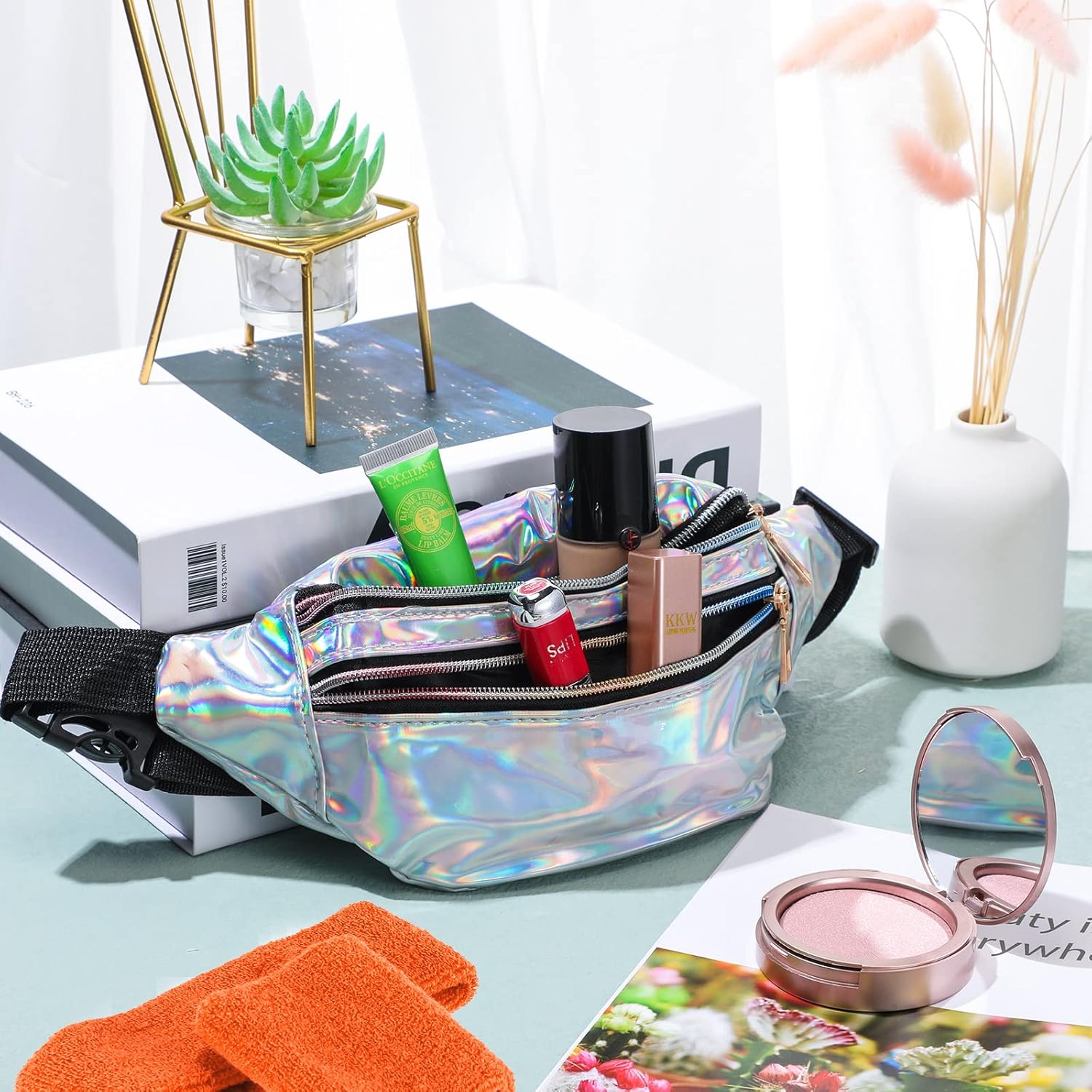 SATINIOR 80s Women Workout Outfit Neon Leg Warmer Headband Wristbands Fanny Pack Set 80s Accessories for Yoga Running - Image 6