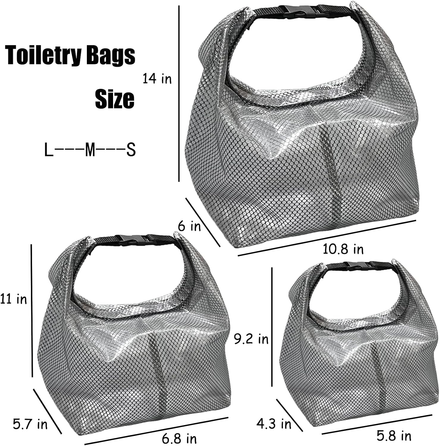 3 Pack Waterproof Travel Toiletry Bag – Large Clear EVA Bags for Gym, Travel, Beach Trips,Daily Use & Cosmetics, Lightweight Foldable Design (L, M, S) Multi-Size Storage Set