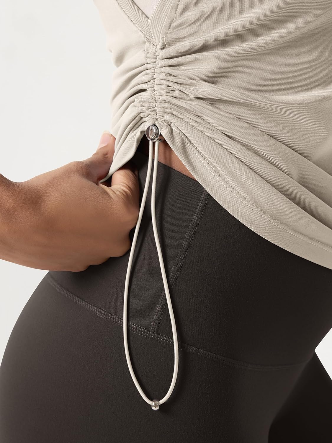 ODODOS Women's Side Ruched Muscle Tee PeachSoft Sleeveless Shirts Crew Neck Tank Tops - Image 5