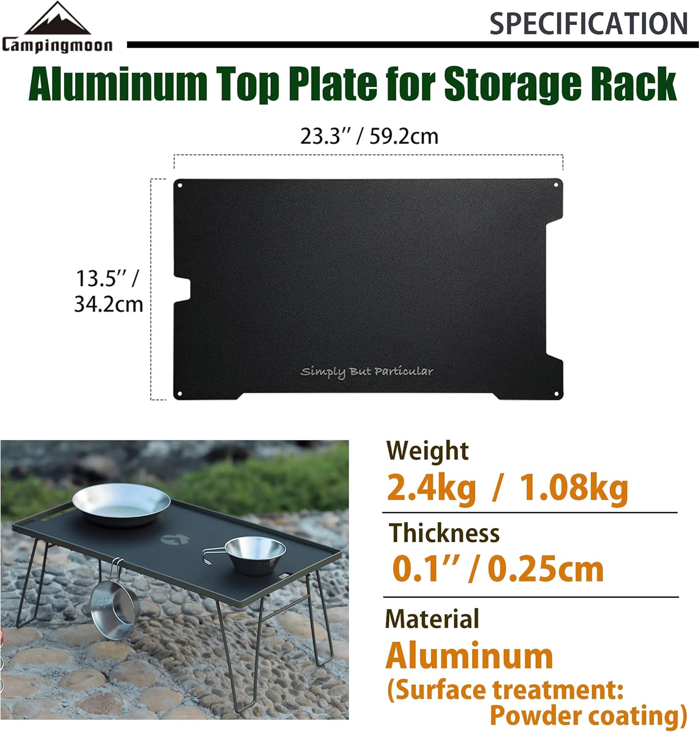 camping moon Aluminum Top Plate for Storage Rack T-2308-BK