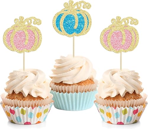 Miniatura 183 de 24 adornos de calabaza para cupcakes con purpurina para otoño, hojas, flores, calabaza, cupcakes, decoración de pasteles para Halloween, decoración