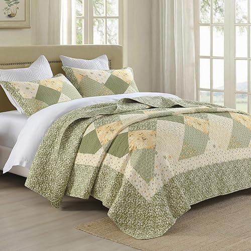 Miniatura 10 de DDUOXIN Colcha floral tamaño King de 120 x 120 pulgadas, 100% algodón, reversible, de gran tamaño, con 2 fundas de almohada, colchas de granja,