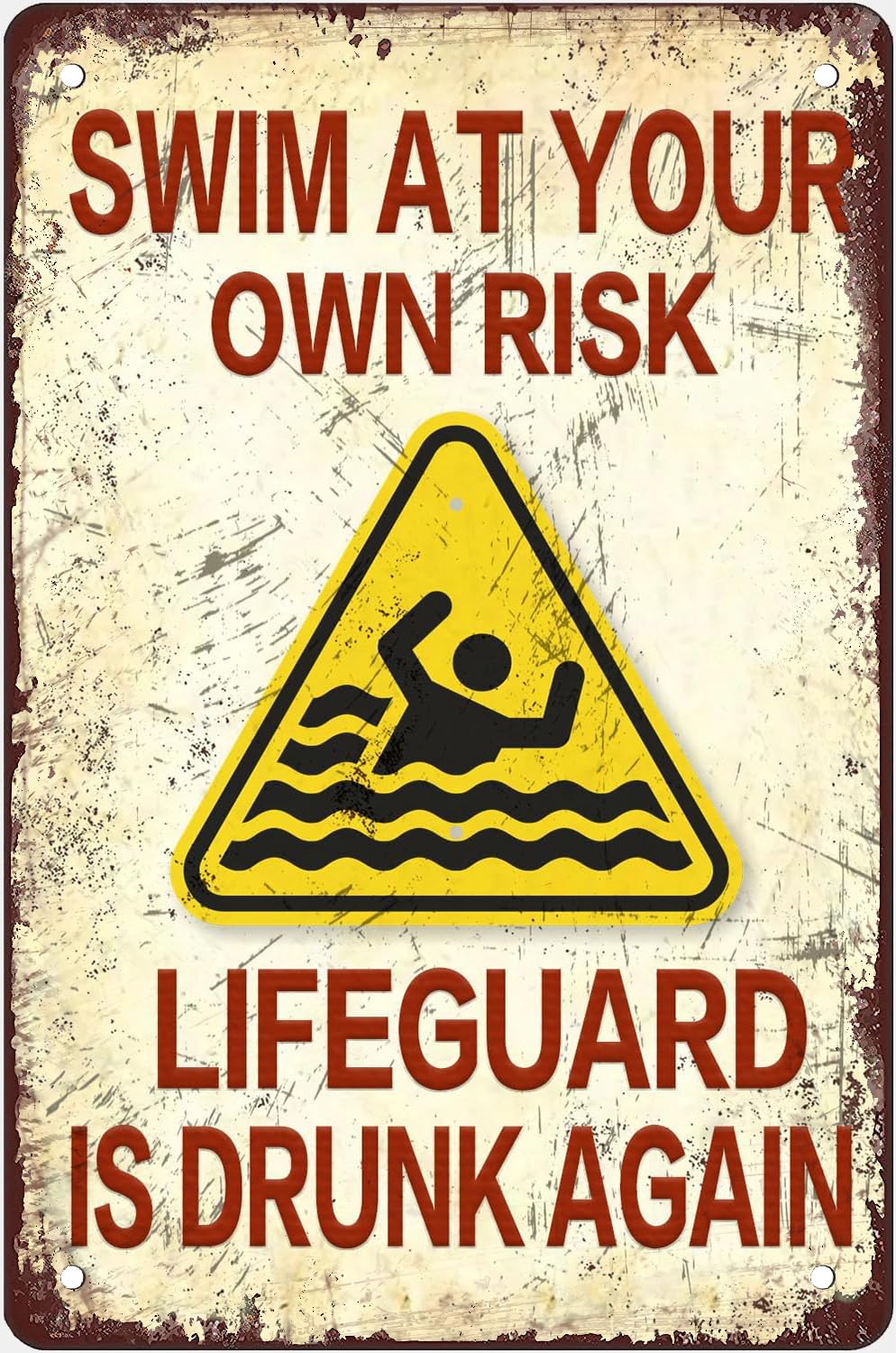Pibonto Women's Wall Art Be Safe And Enjoy Your Time At The Pool Metal Tin Sign With Pool Rules And Lifeguard Warning Wall Decor Gift For Men 8X5.5 Inch Plaque Tin Sign