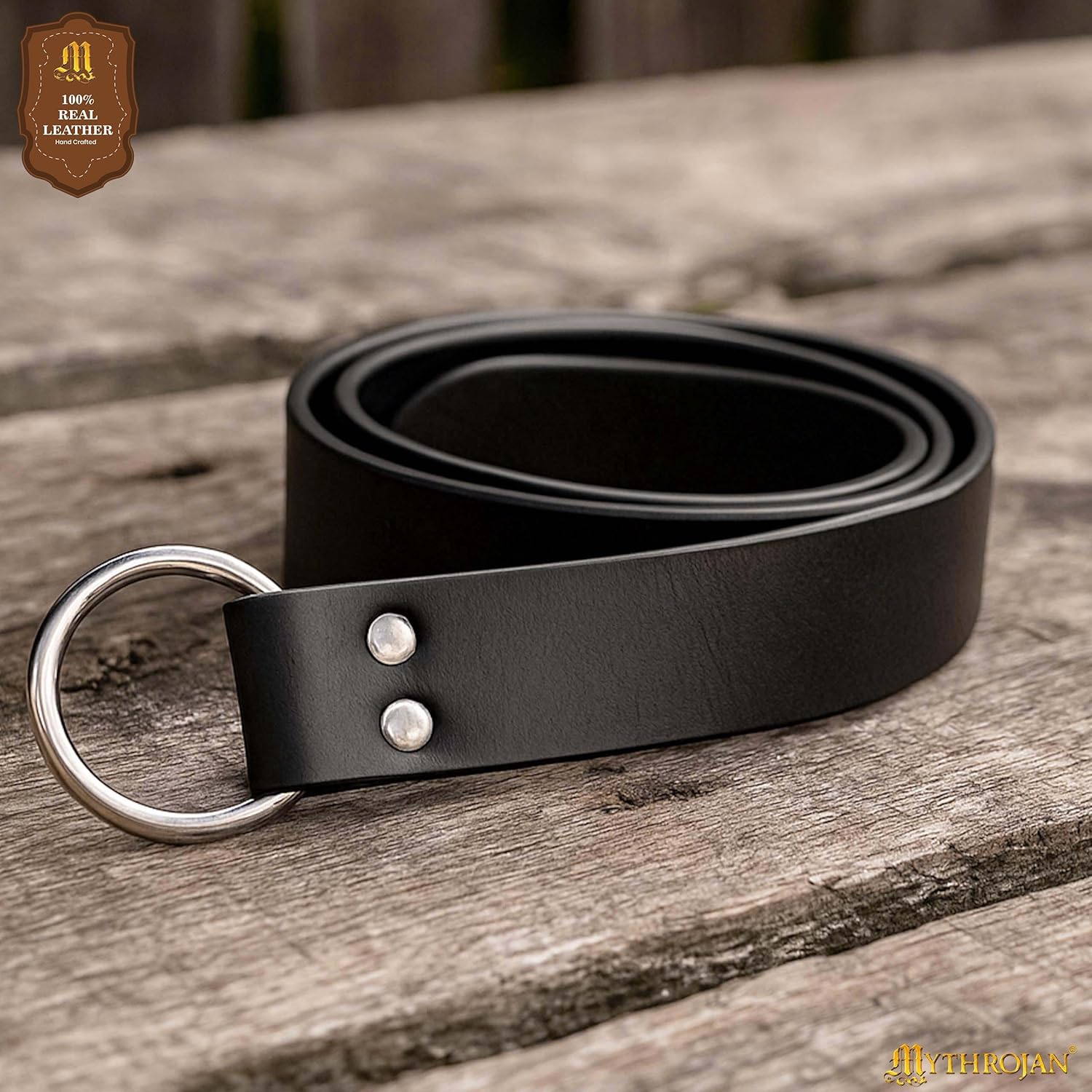 Mythrojan Medieval O Ring Belt Viking Leather Belt with 100% Genuine Leather for Medieval Events, LARP, Renaissance, Renfaire - Image 6
