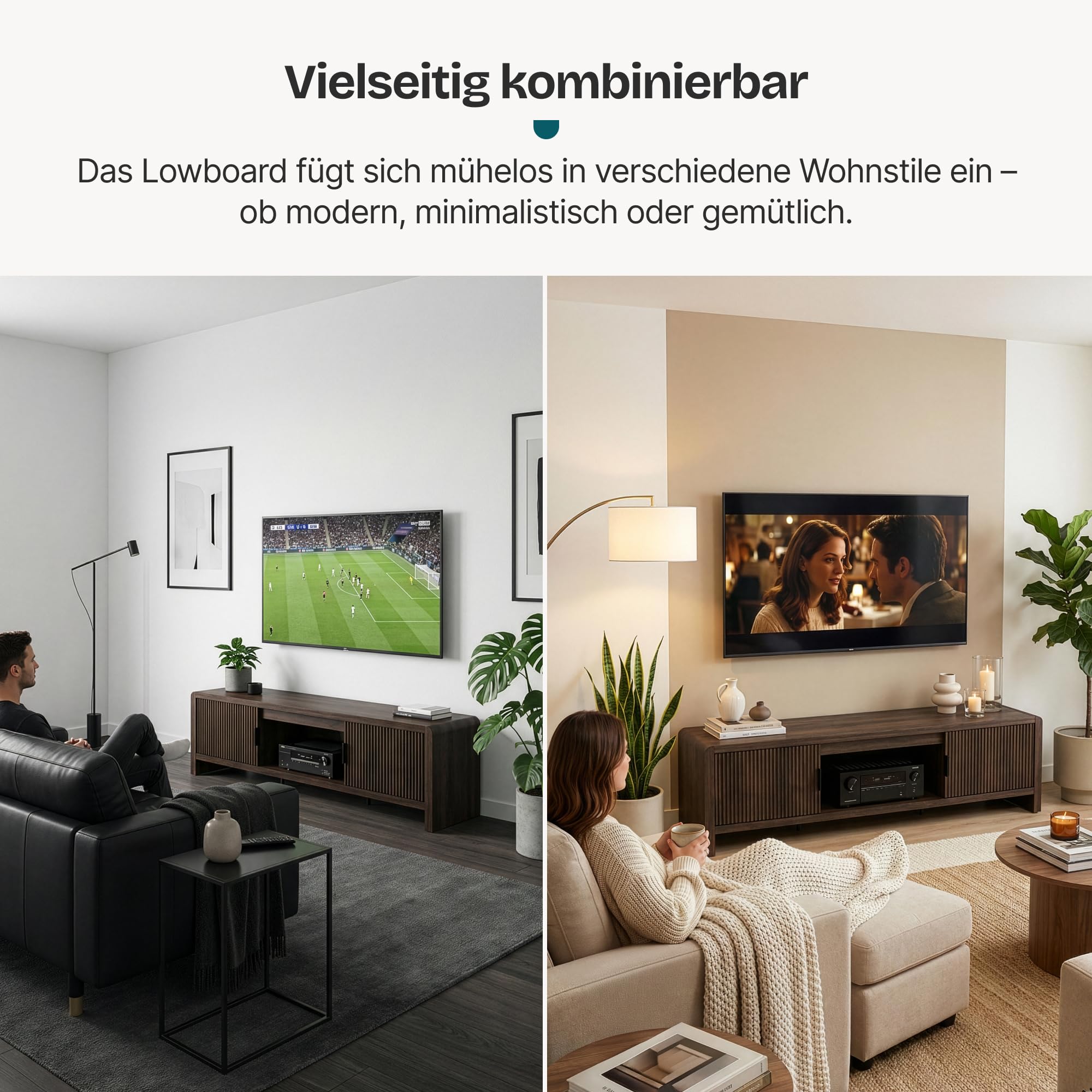[en.casa] TV Schrank Lukkodso Lowboard mit 2 Türen und 3 Fächern Fernsehschrank 150 x 40 x 40 cm TV Board TV Kommode Fernsehtisch Sideboard Walnussoptik