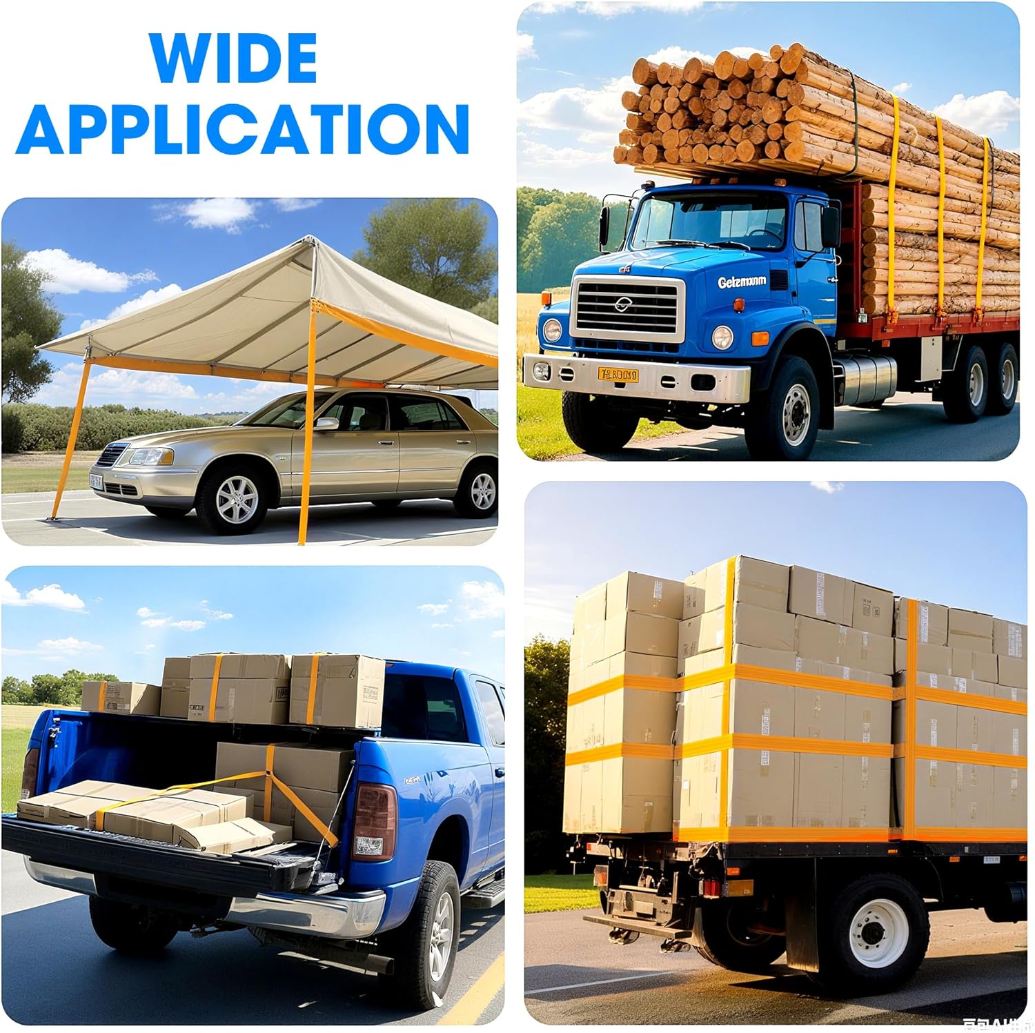 4Pack Heavy Duty Ratchet Straps, 2” 32Ft Ratchet Tie Down Strap, Tie Down Ratcheting with Double J Hook, 4000 LB Break Strength Cargo Straps Ratcheting for Moving Cargo, Lawn Equipment and Motorcycles - Image 7