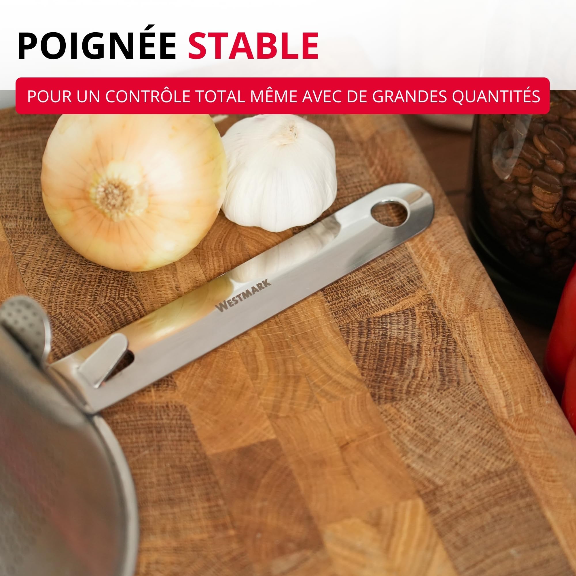 Westmark Tamis pointu Chinois Pro – passoire fine avec perforations sur tout le pourtour – passoire en acier inoxydable – parfait pour les bouillons, crèmes et sauces – argent, Ø 23 cm