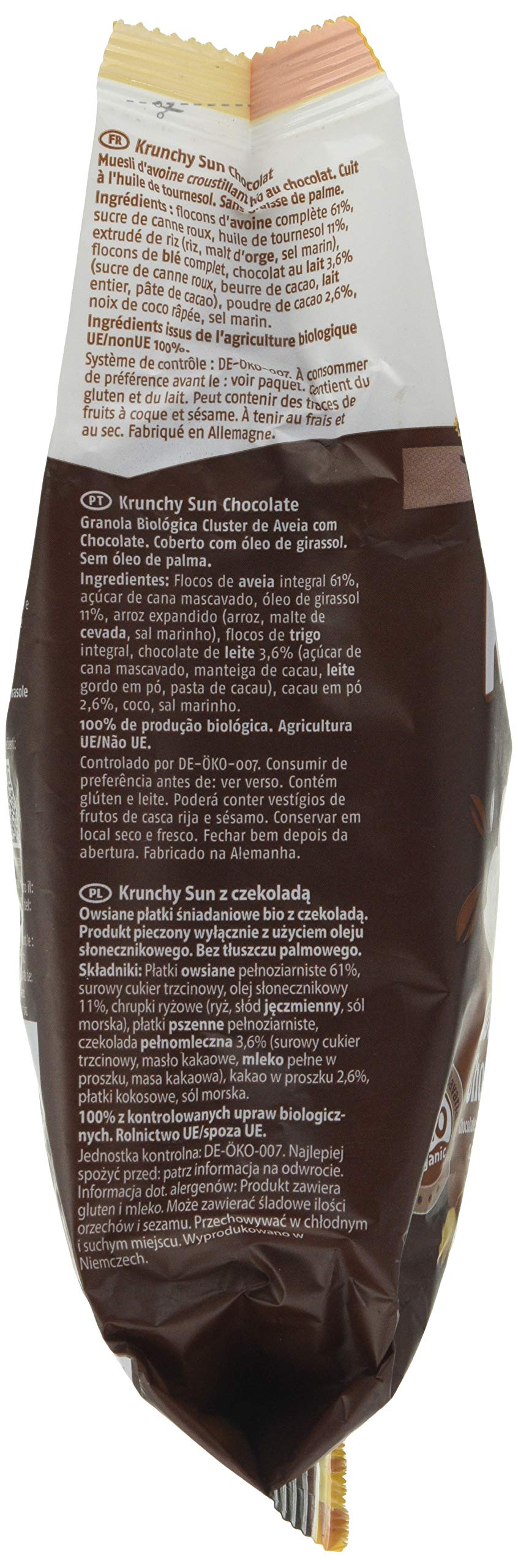 Barnhouse Krunchy Sun | Muesli Cereales De Chocolate | Ecológico | Vegetariano, 375 Gramo