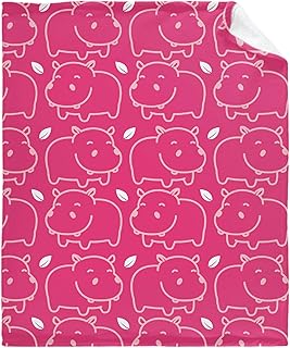 Atthadassi Pink Hippo Blanket Gifts Blanket Super Soft Flannel Blankets for Bed Sofa Living Room Bed Throw Room Decor Blankets for Adults Teen Boy Girls 60